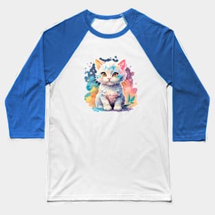 CUTE WHITE BABY KITTEN Baseball T-Shirt